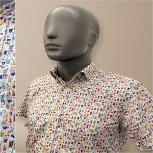 Lansky Bros Clothier to the King Memphis Shirt Mens Small Drink All Over Print